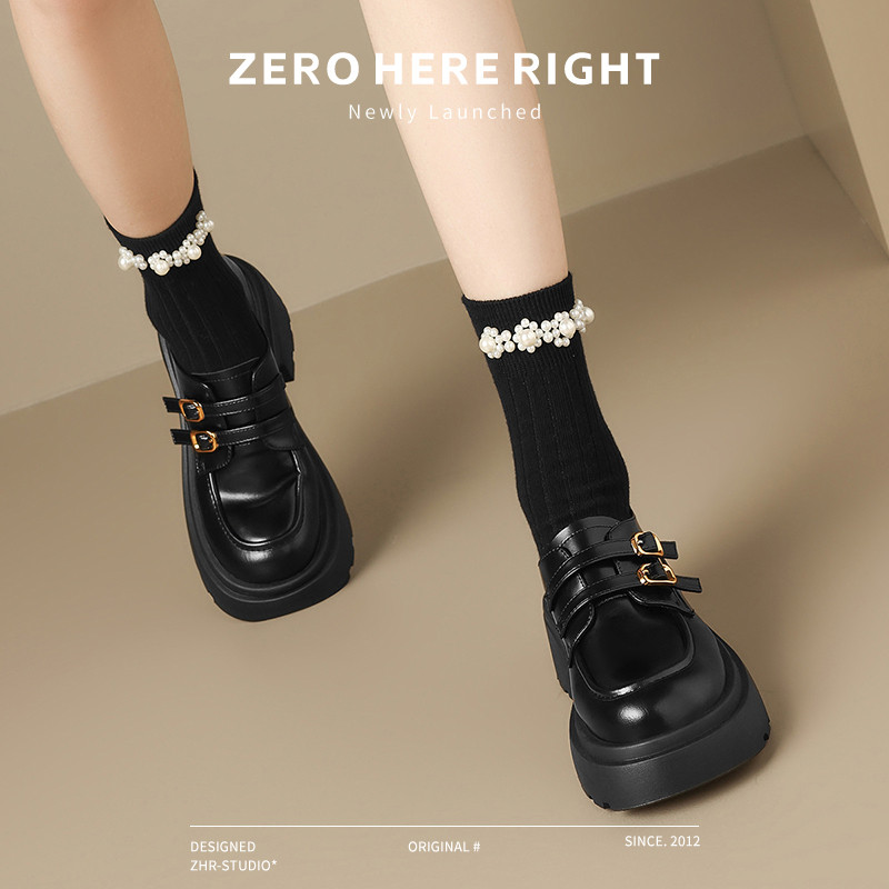 12734327.【ZHR则则】英伦单鞋圆头套脚厚底女鞋[超纤]