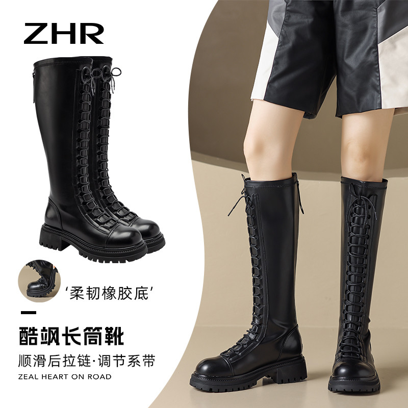 12734795.【ZHR则则】长筒靴[短绒]圆头后拉链中跟女鞋[PU]