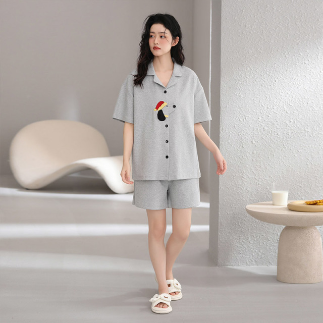 13661696.派邦奴开衫时尚小狗印花简约高级感夏季纯棉家居服fd