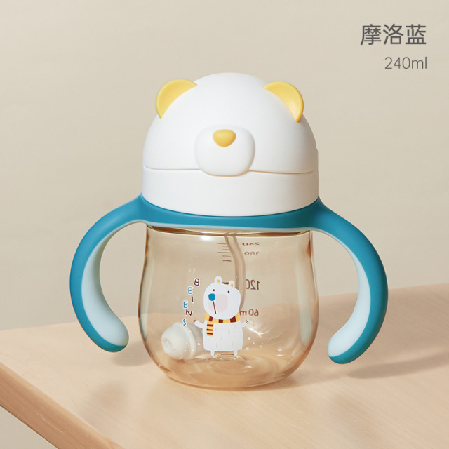 13267205.贝恩施儿童用品清仓水杯短柄训练叉勺方形吸管杯牙刷保温碗