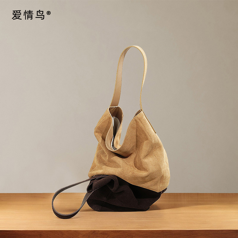 11417439.爱情鸟时尚复古单肩包通勤小众磨砂牛皮托特包