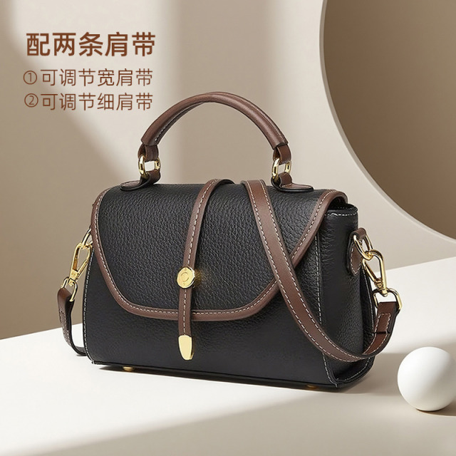 12556258.爱情鸟时尚百搭真皮手提包头层牛皮通勤出行单肩斜挎包