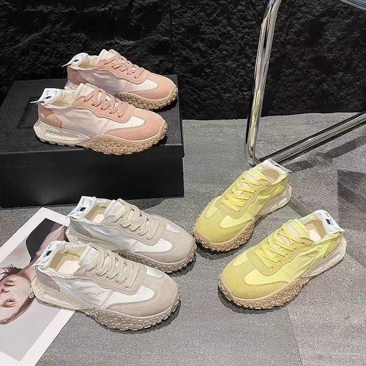 11914391.缎面松糕厚底德训鞋女夏季透气显脚小百搭休闲运动阿甘鞋