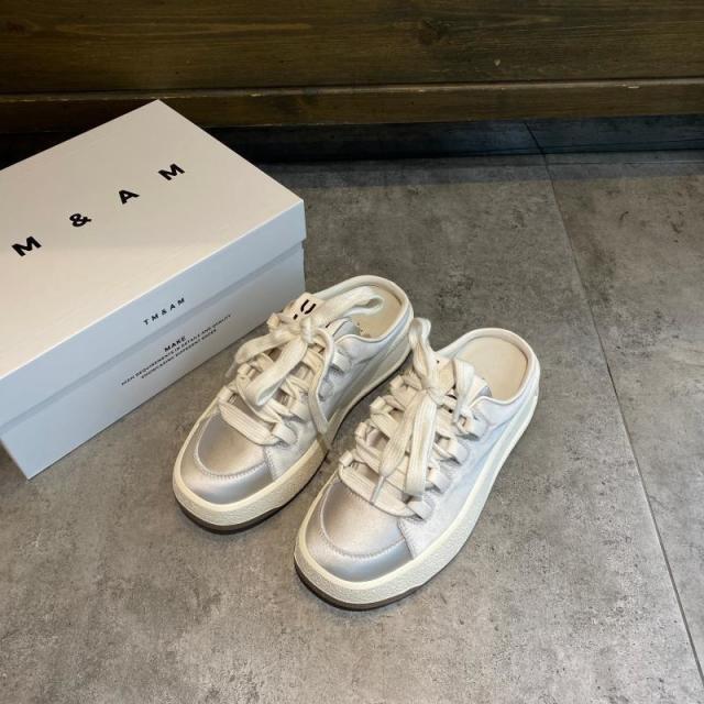 11915649.厚底包头鞋女外穿夏系带小白鞋百搭半拖运动休闲板鞋