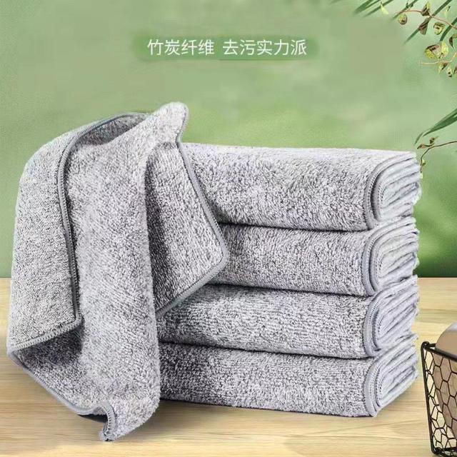 12326191.【10条装】竹炭抹布厨房抹布百洁布擦桌布不沾油吸水去污加厚洗碗布竹炭纤维