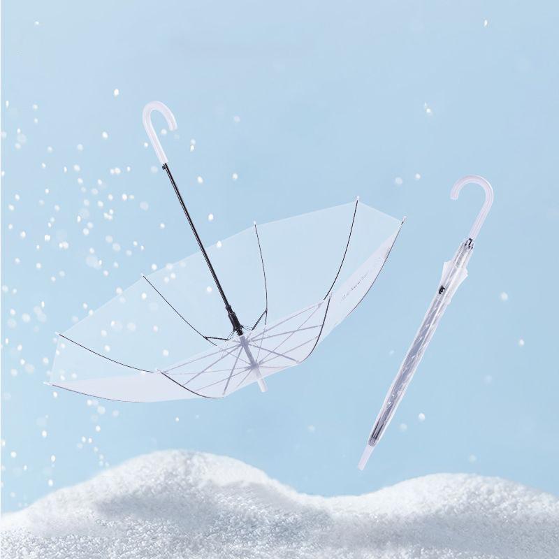12326915.【2件装】白色透明雨伞晴雨两用女伞具长柄伞雨伞透明伞