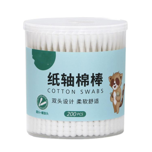 12331284.双头一次性纯棉棉签200支螺旋头掏耳朵清洁棉签化妆棉签