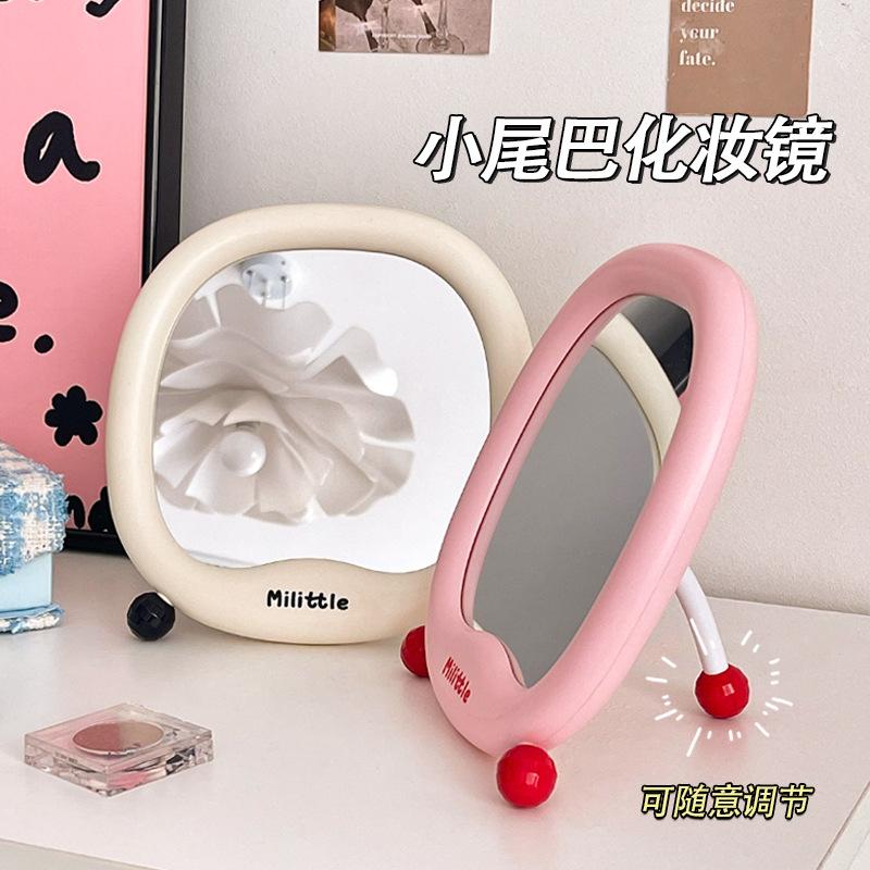 12591780.桌面台式便携镜 家用可立小型镜子手持化妆镜子简约梳妆便携镜子