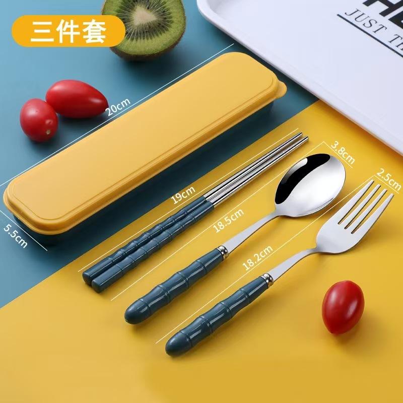 12591449.竹节餐具便携不锈钢餐具 轻奢筷子勺子盒子全套