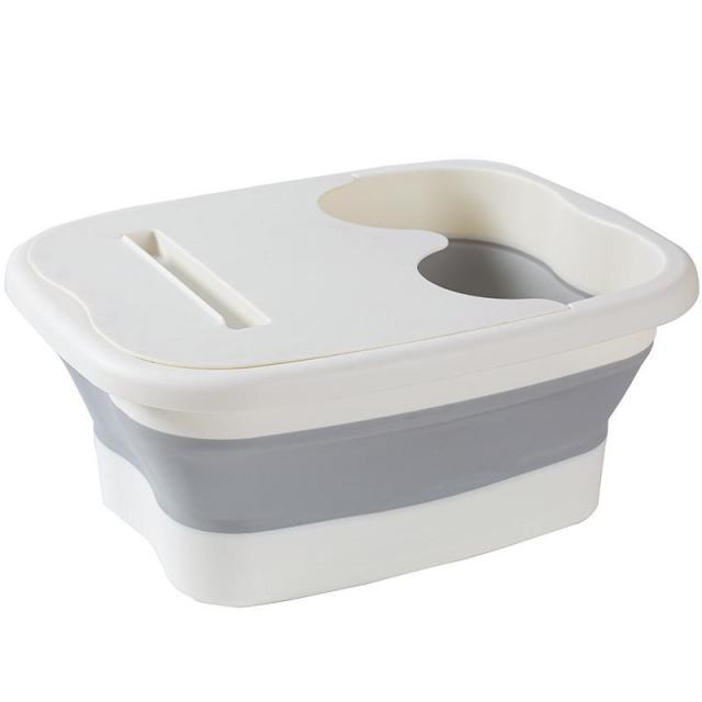 12590104.折叠按摩洗脚盆家用足浴盆塑料 带盖保温按摩泡脚盆成人泡脚桶