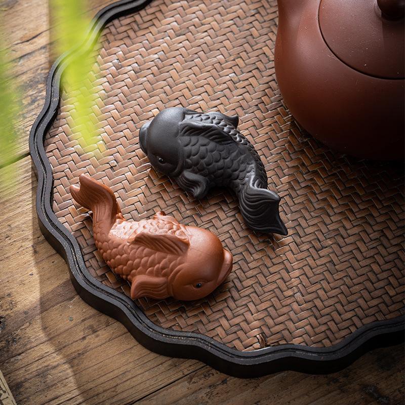 12590106.年年有鱼紫砂可爱鱼茶宠摆件精品可养个性茶玩茶桌茶台茶具配件
