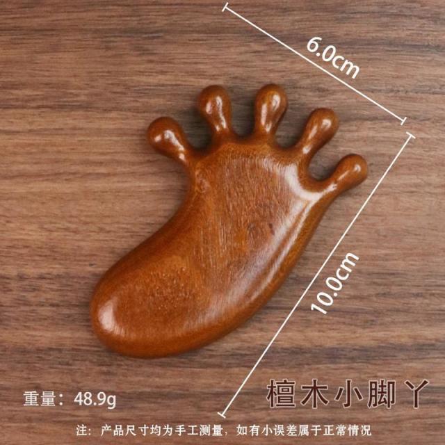 12590703.按摩小脚丫檀木小工具 排骨按摩梳疏通头部经絡随身携带木质经络梳