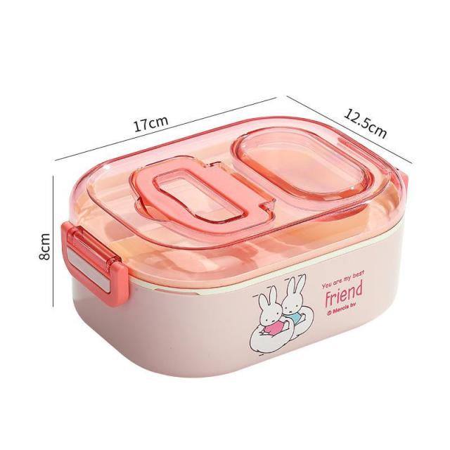 12593037.不锈钢分格饭盒注水加热上班族卡通便携便当饭盒