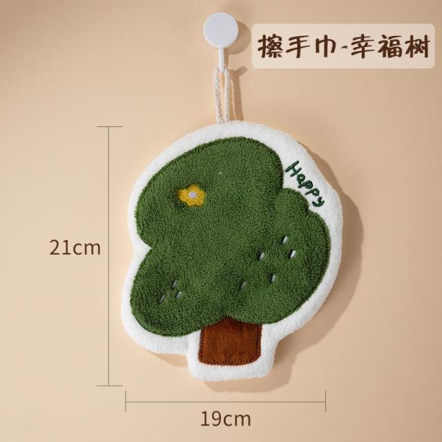 12592064.【2件装】可爱珊瑚绒擦手巾挂式厨房洗手吸水加厚抹布家用不掉毛檫抹手毛巾