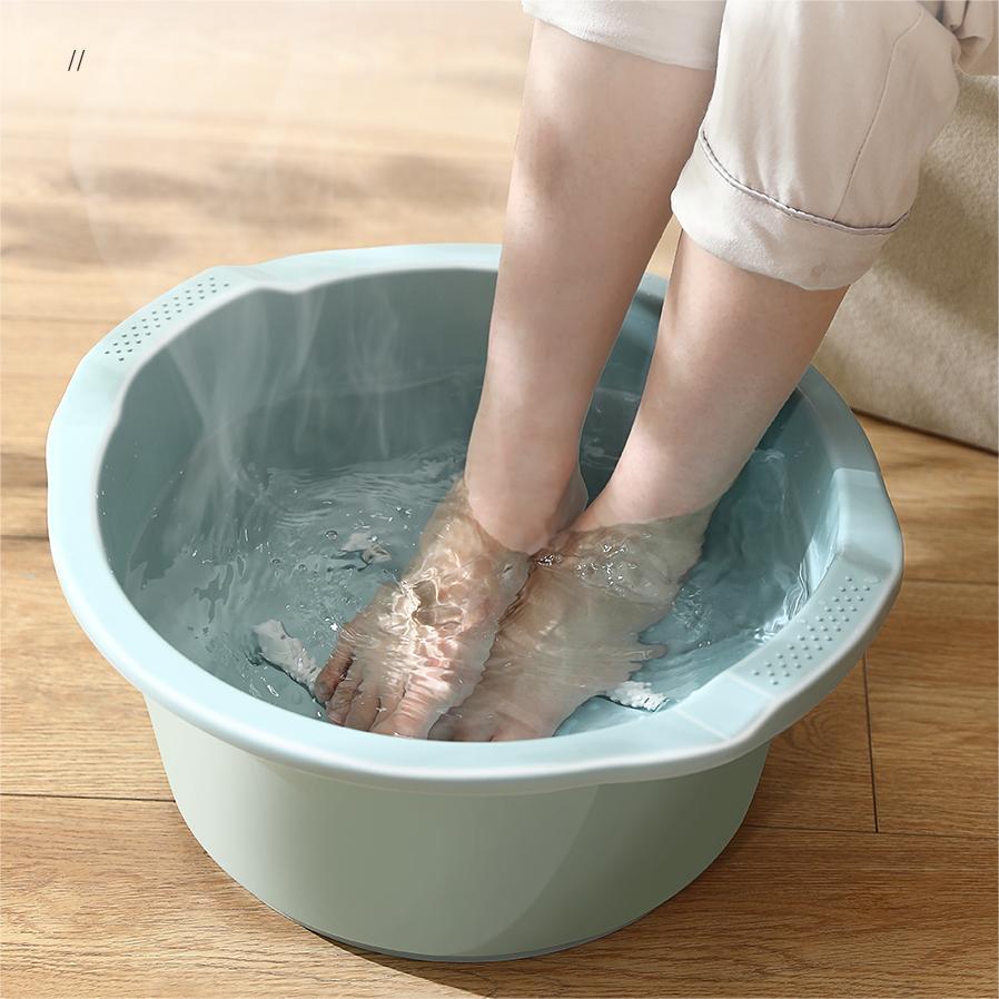 12591588.加厚大号足浴盆家用按摩洗脚盆带脚底按摩滑轮泡脚桶足疗桶