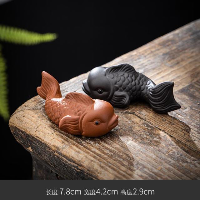 12590106.年年有鱼紫砂可爱鱼茶宠摆件精品可养个性茶玩茶桌茶台茶具配件