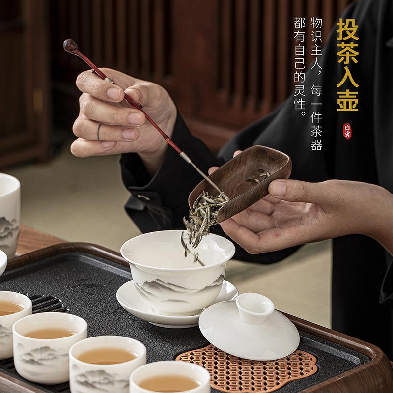 12591594.羊脂玉白瓷功夫茶具套装家用陶瓷盖碗全套喝茶杯家用伴手礼礼盒装