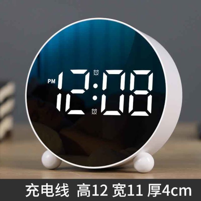 12591244.新创意闹钟简约电子钟LED时钟家居床头钟表温度钟表塑料时钟