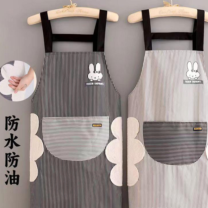 12591396.防水防油围裙女时尚家用厨房做饭洋气可擦手围腰上班工作服男专用