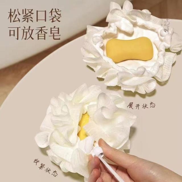 12590155.二合一双面两用香皂沐浴球搓澡浴花浴室加大搓背起泡网