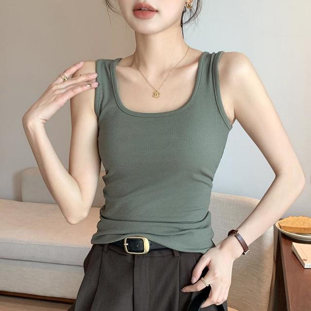 13450985.春夏宽肩背心女大U领打底内搭小背心女无袖坎肩