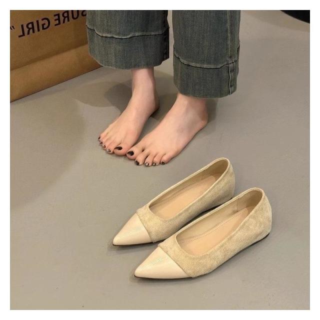 13518535.平底鞋女尖头色御姐温柔软面舒适不磨脚女鞋配裙子单鞋