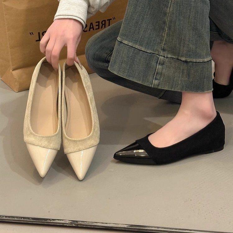 13518535.平底鞋女尖头色御姐温柔软面舒适不磨脚女鞋配裙子单鞋
