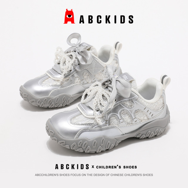 12367040.ABC kids德训鞋女鞋子网面透气运动鞋珍珠