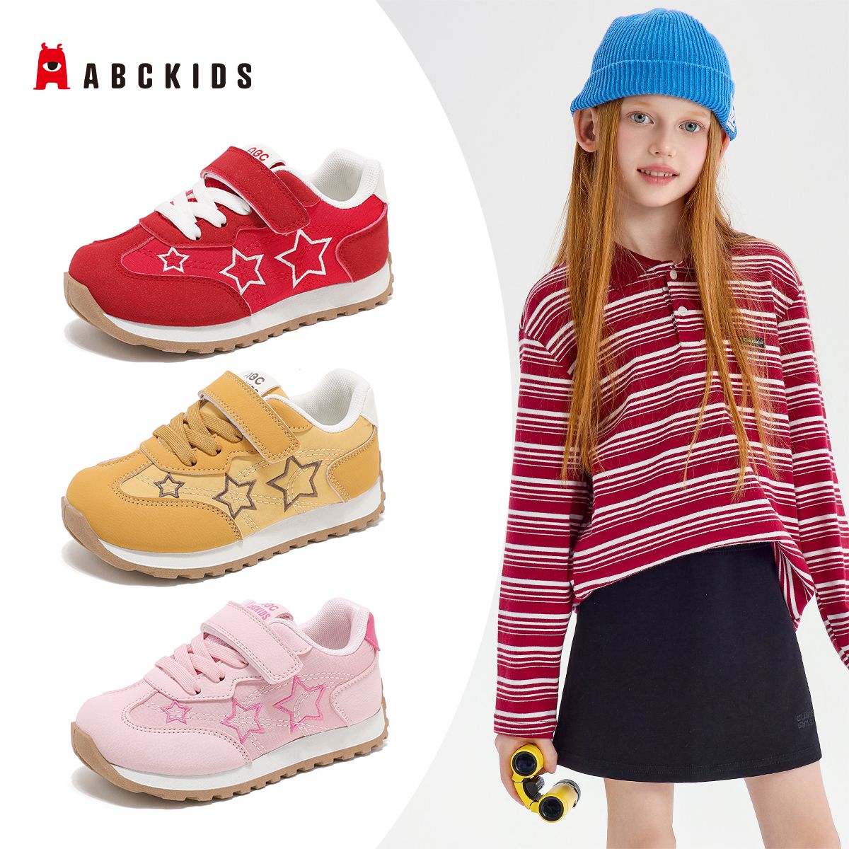 13012358.ABCkids女童鞋子休闲运动鞋儿童软底德训鞋中大童