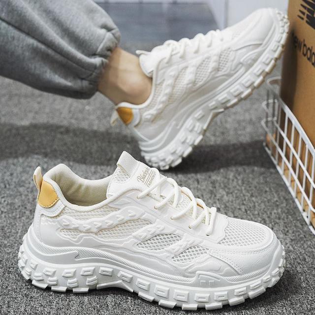 12179787.男鞋春季透气网面运动鞋子男百搭厚底防滑休闲鞋老爹潮鞋