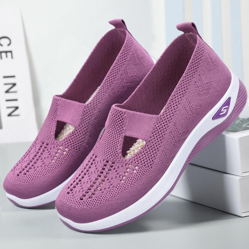 12181206.女鞋夏季shoes大码鞋子女士布鞋一脚蹬夏季广场舞飞织网鞋妈妈鞋