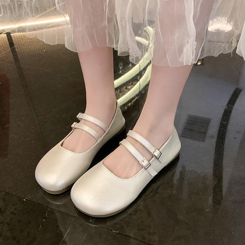12605932.平底单鞋女秋季法式浅口软底鞋子温柔奶奶鞋玛丽珍单鞋