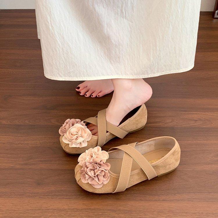 12605795.配裙子单鞋女秋季法式花朵玛丽珍鞋百搭休闲女鞋