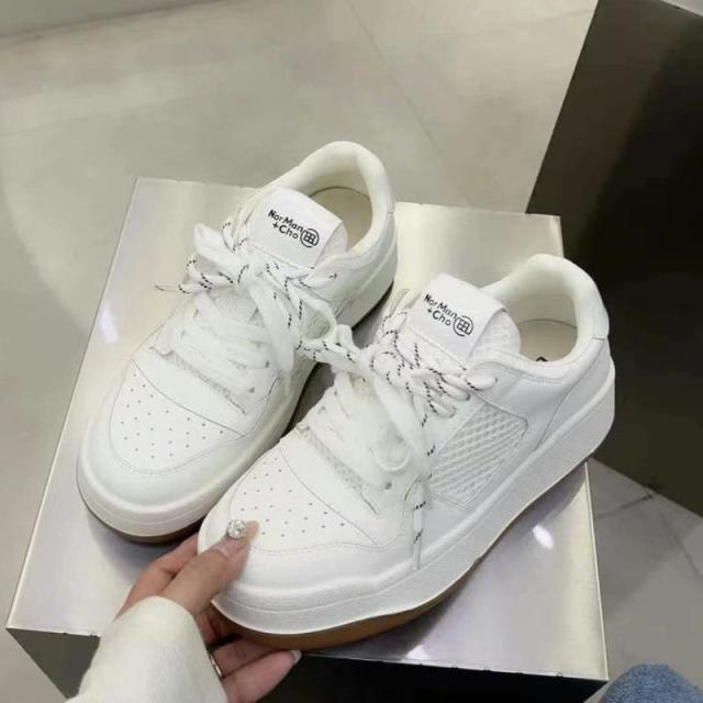 12605656.秋季透气网面鞋子女小白鞋厚底小众百搭休闲鞋
