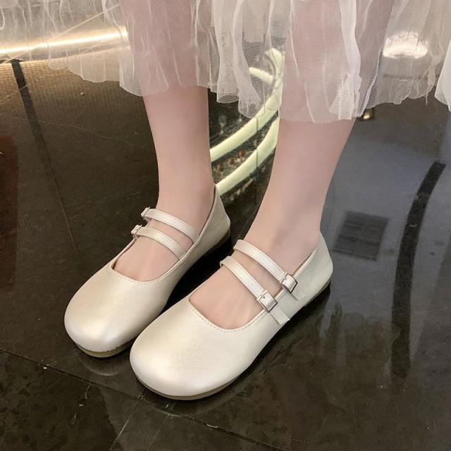 12605932.平底单鞋女秋季法式浅口软底鞋子温柔奶奶鞋玛丽珍单鞋