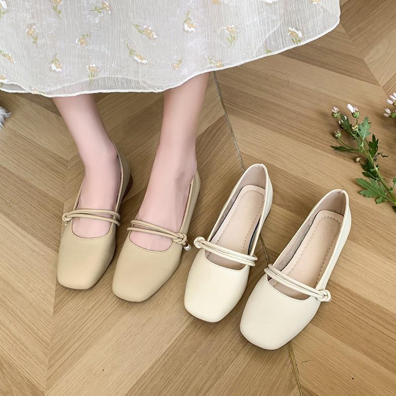12605946.软底玛丽珍配裙子一脚蹬平底单鞋晚晚风小皮单鞋女