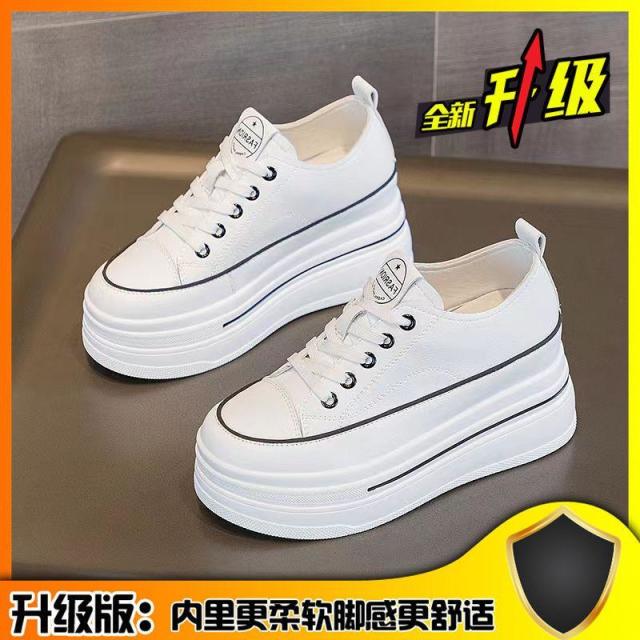 12603913.厚底小白鞋软底夏季内女鞋软皮百搭小个子休闲鞋