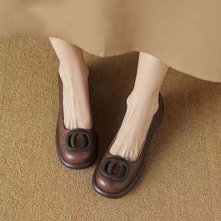 12601485.复古软底浅口女式单鞋女秋季一脚蹬懒人鞋