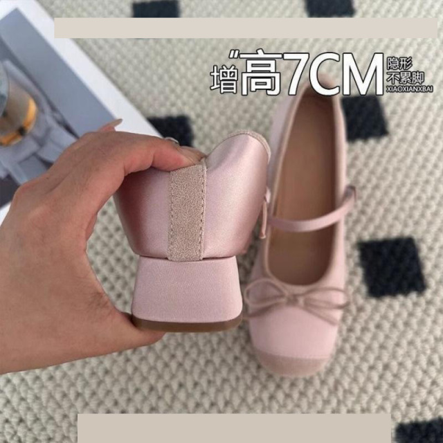 12607257.法式小个子内蝴蝶结温柔单鞋女洋气玛丽珍鞋芭蕾
