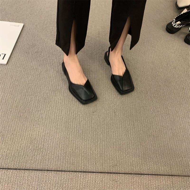 13410262.夏季法式包头凉鞋软底女方头平底设计感单鞋女式凉鞋