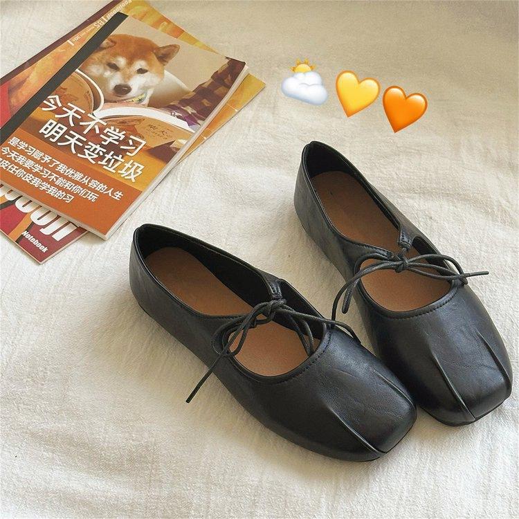 13410654.系带玛丽珍鞋女圆头一字带平底芭蕾舞鞋浅口单鞋潮