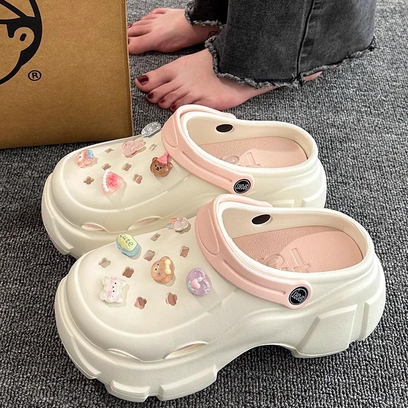 13410544.拖鞋夏季外穿包头半拖鞋厚底沙滩防滑防臭拖鞋女
