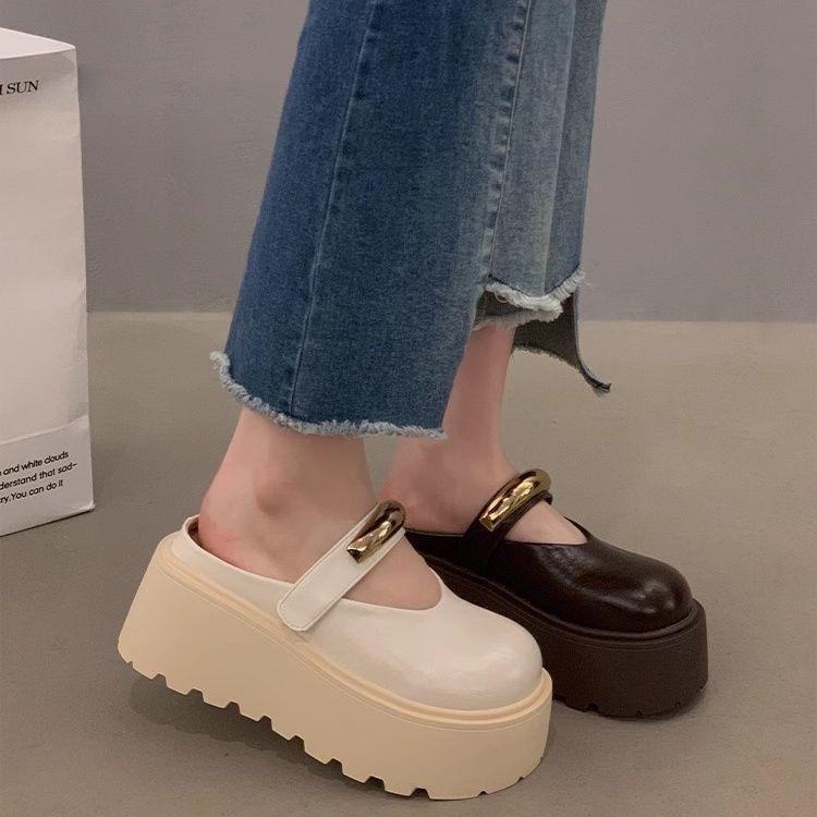 13410099.包头法式半拖鞋春夏季凉拖鞋外穿懒人厚底勃肯拖鞋女