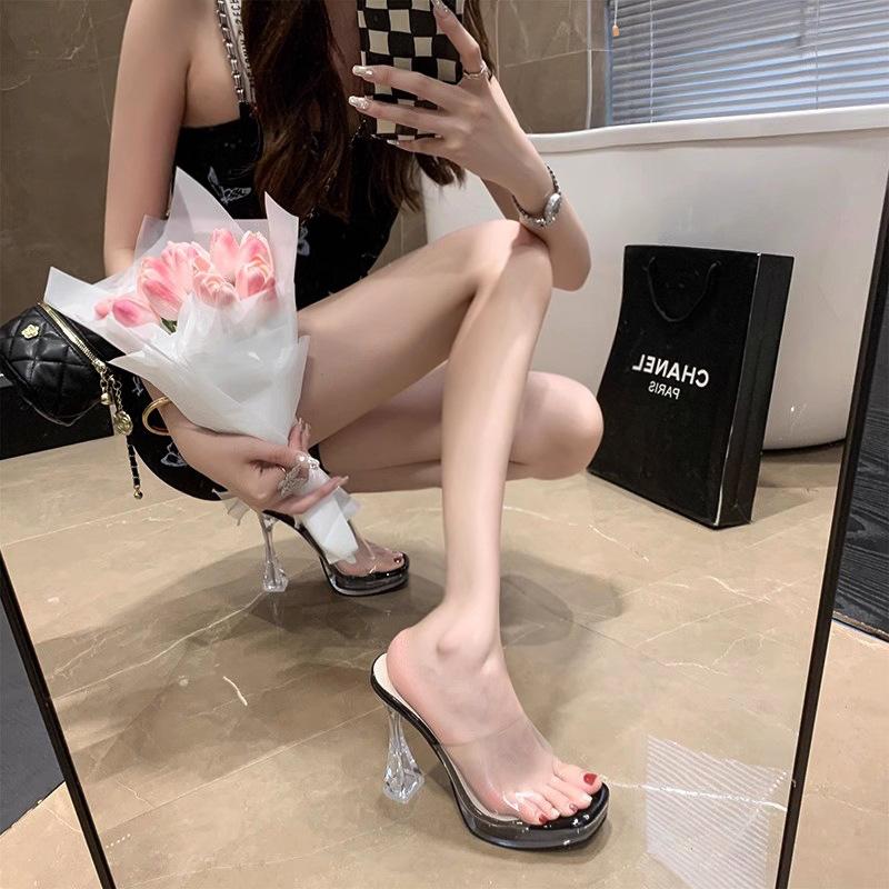 13410431.透明超高跟凉鞋水晶时装凉鞋女外穿不累脚气质凉鞋百搭