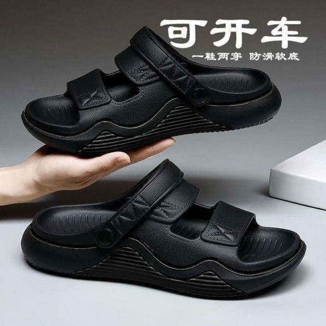 13409422.凉鞋男款夏季PVC外穿防滑两用涉水司机开车休闲沙滩拖鞋男士