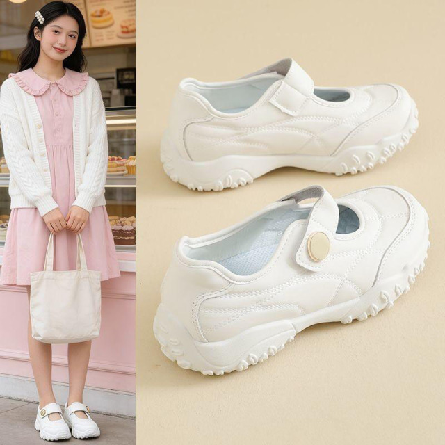 13417698.鞋子女轮胎底丑丑鞋浅口魔术贴女鞋平底休闲鞋玛丽珍小白鞋妈妈鞋