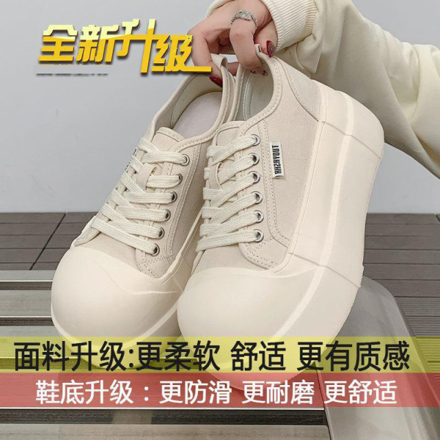 13417659.小个子休闲低帮板鞋女款春季复古厚底帆布鞋