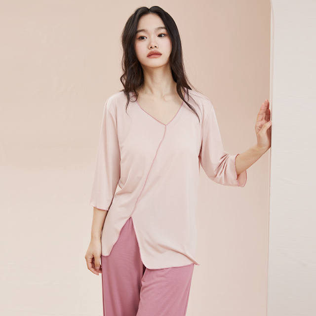 13238860.【自带胸垫】"椰椰冰"凉感丝滑家居服 单上衣