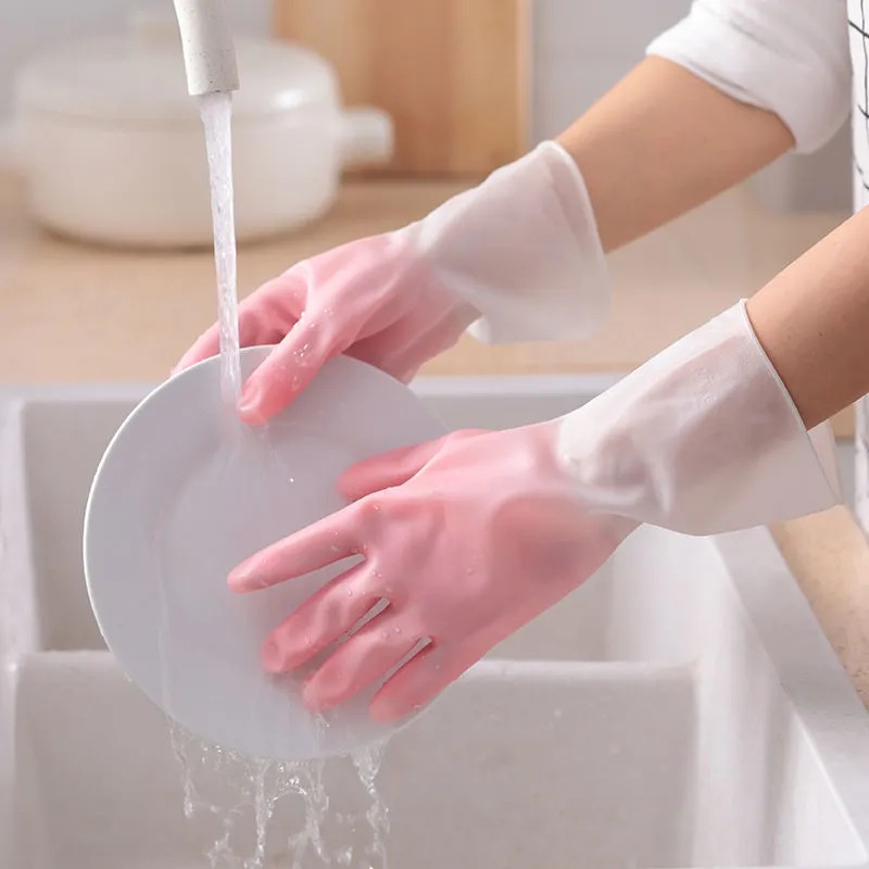12463400.四季洗碗手套女厚款防水耐用家务厨房洗菜洗衣服橡胶乳胶塑胶