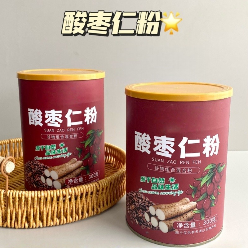 12618562.酸枣仁粉300克罐装谷物代餐粉山药粉早餐代餐饱腹营养